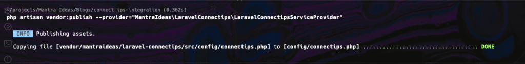 publishing config from the package